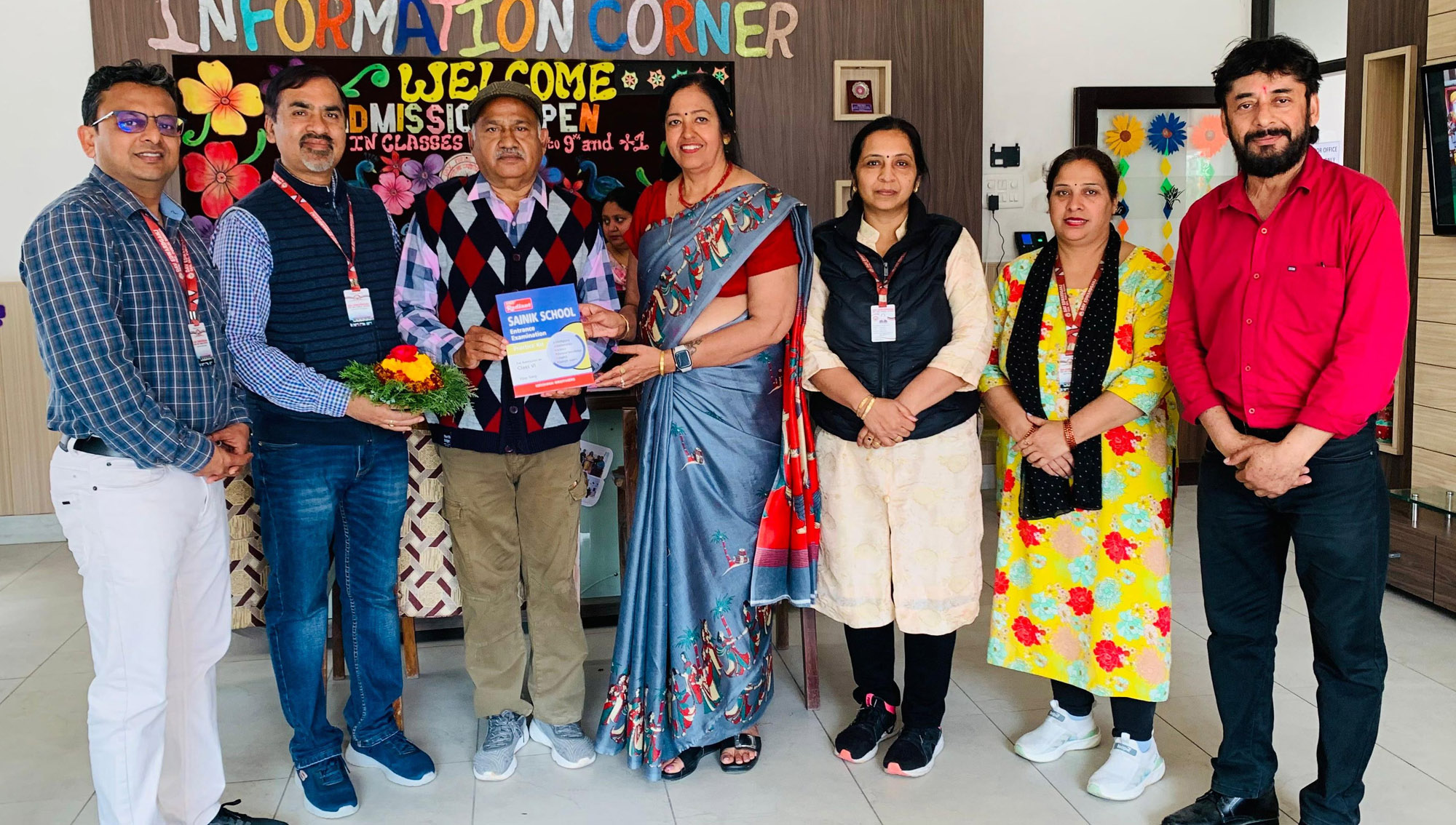 Vijay Garg's book "Sainik School Entrance Exam" was released by Principal Sandhya Bathla.